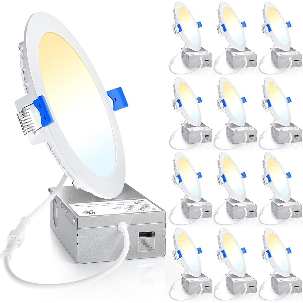 Ensenior 6in LED Recessed Light 12W 1050LM 6CCT Dimmable JBox‎ 12 Pack IC